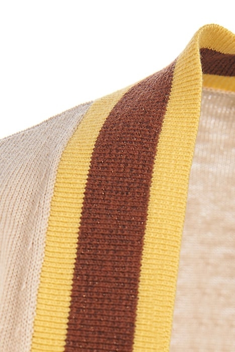 LONG CARDIGAN LS TRICOLOR STR BEIGE 4