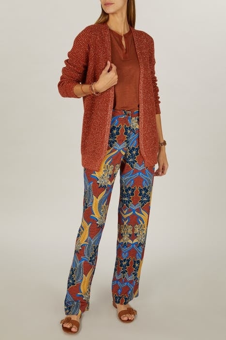 V-NECK LUREX CARDI LS BROWN 3