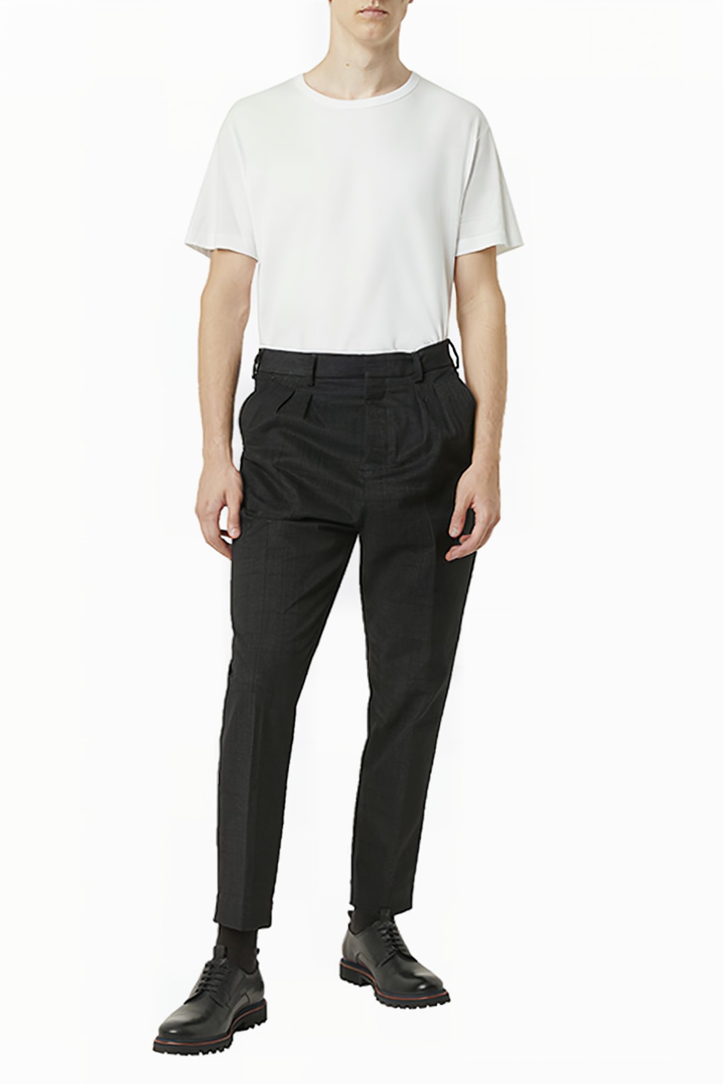 TONAL CHECK UTILITY TROUSERS CHARCOAL GREY CHECK 3