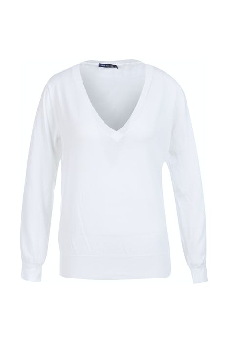 BASIC V-NECK SWEAT LS WHITE 1