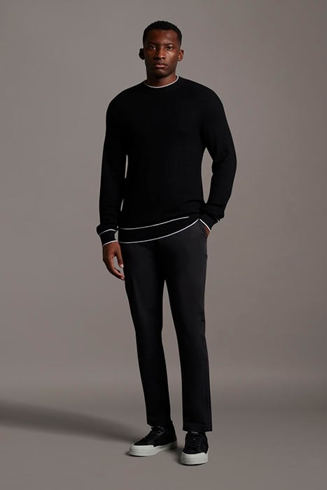 BLACK EAGLE TEXTURE KNIT CREW NECK JET BLACK 4