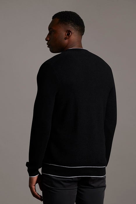 BLACK EAGLE TEXTURE KNIT CREW NECK JET BLACK 3