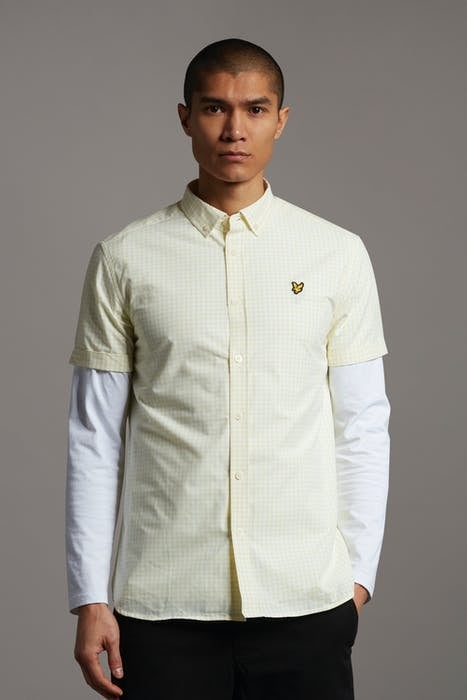 SS GINGHAM SHIRT WHITE/LEMON 1