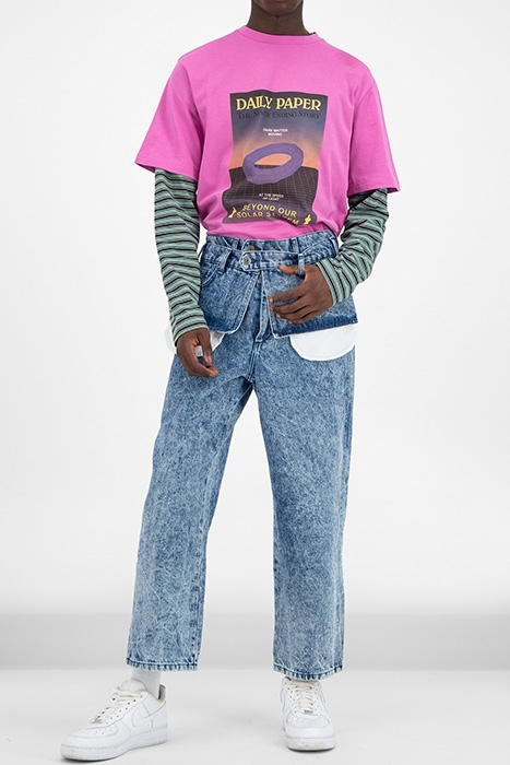 BLUE DENIM ACID WASH GLART PANTS 4