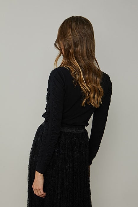 SWEATER WITH GATHERING COTTON ELASTANE KNIT BLACK 3