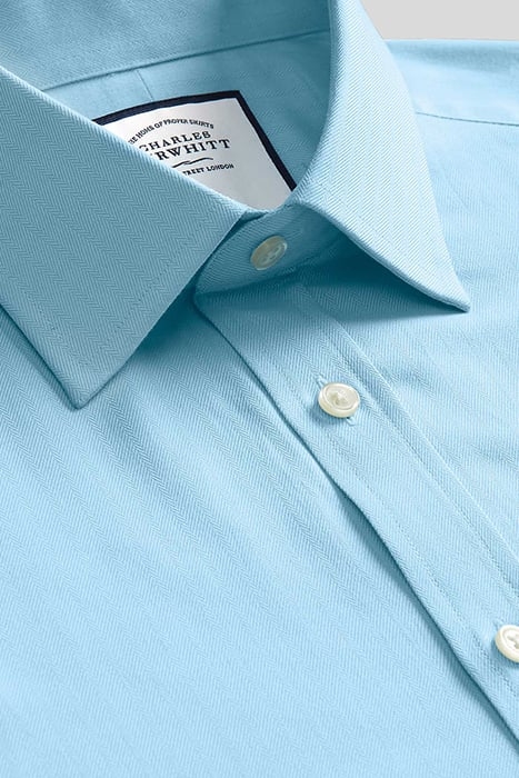 TEAL EXTRA SLIM FIT CLASSIC COLLAR EGYPTIAN COTTON HERRINGBO 3