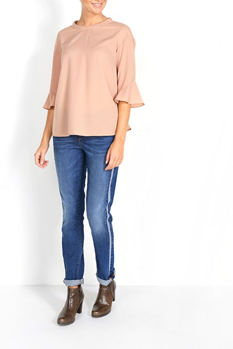 SHIRT MOCKNECK COL FLARED SL BROWN 2