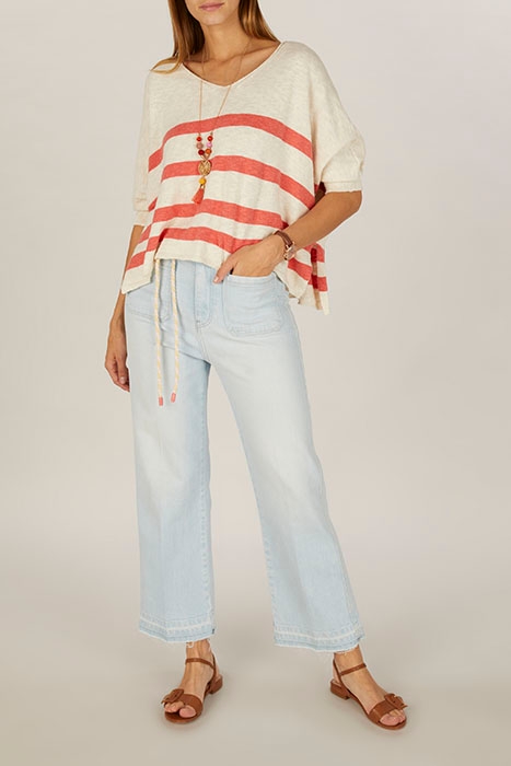 V-NECK STRIPED SWT SS PINK 6