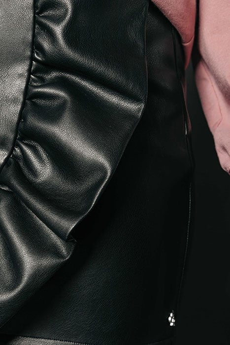 YOLENE PU MINI RUFFLE SKIRT BLACK 4