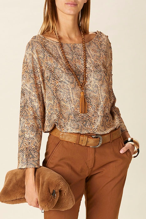 BOAT NECK POPOVER SHIRT BROWN 2