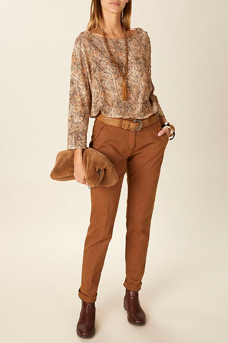 BOAT NECK POPOVER SHIRT BROWN 4