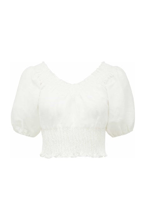 SIENNA SHIRRED BARDOT TOP PORCELAIN PORCELAIN 1