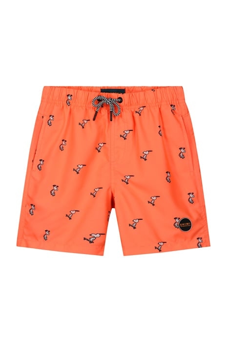 BOYS SWIMSHORT SNOOPY HAPPY SKATER NEON ORANGE 1