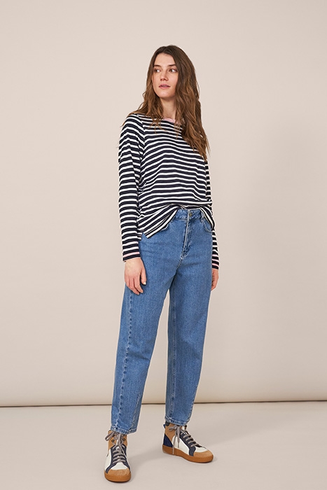 BARREL LEG JEAN MID DENIM 1