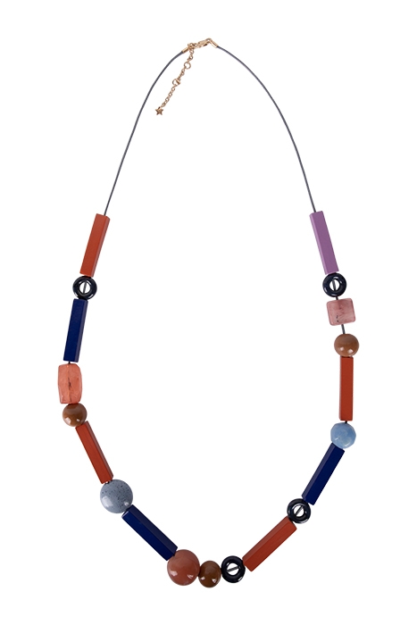 RECTANGULAR BEAD LONG NECKLACE BLUE MULTI 1