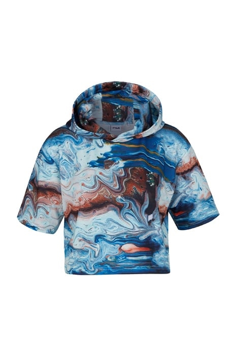 CIDE AOP CROPPED HOODY BLUE ACRYLIC POURING AOP 1