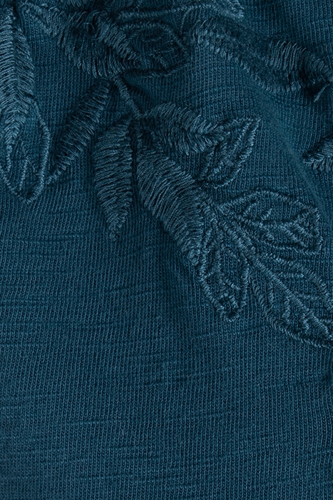 LILLY EMBROIDERED JERSEY TOP MID TEAL 3