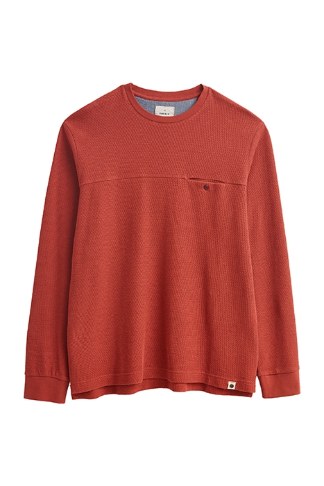 MILTON ZIG ZAG WAFFLE TEE MID ORANGE 1