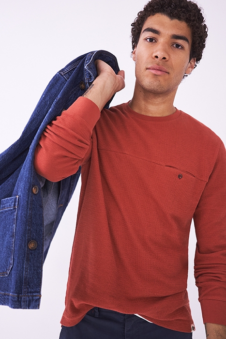 MILTON ZIG ZAG WAFFLE TEE MID ORANGE 2