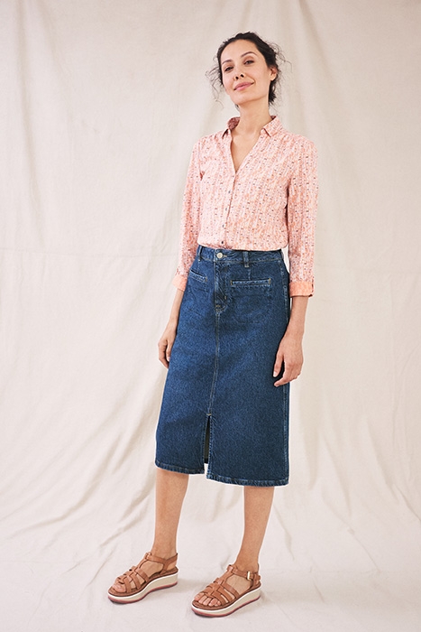 POPPY DENIM MIDI SKIRT MID DENIM 4