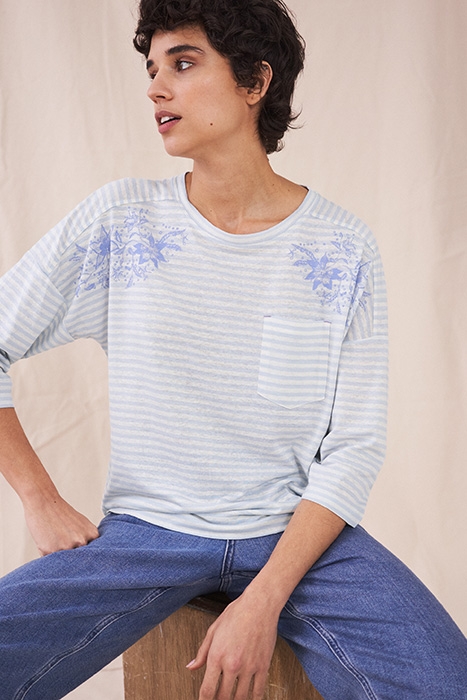 LENNOX LINEN JERSEY TEE BLUE MULTI 2