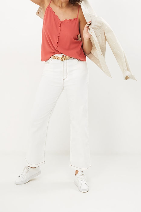 ECRU FLARED JEANS WITH CAMEL TOPSTITCHING OFF-WHITE 3