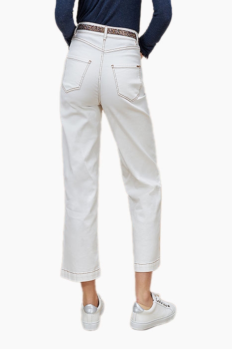 ECRU FLARED JEANS WITH CAMEL TOPSTITCHING OFF-WHITE 2