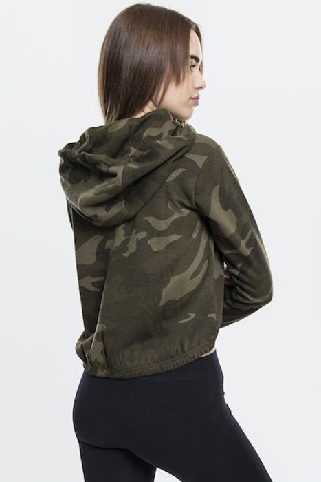LADIES CAMO CROPPED HOODY OLIVE CAMO 3