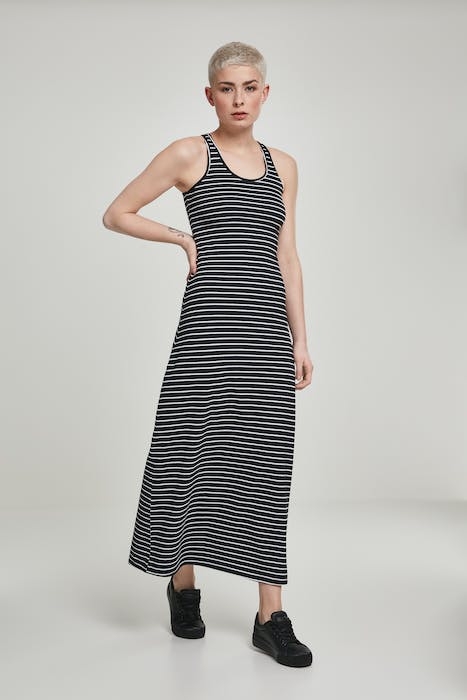 LADIES LONG RACER BACK DRESS BLACK/WHITE 2