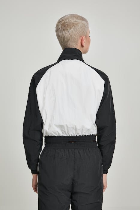 LADIES SHORT RAGLAN CRINKLE BATWING JACKET BLK/WHT 3