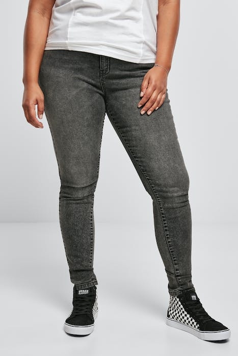 LADIES HIGH WAIST SKINNY JEANS BLACK STONE WASHED 2