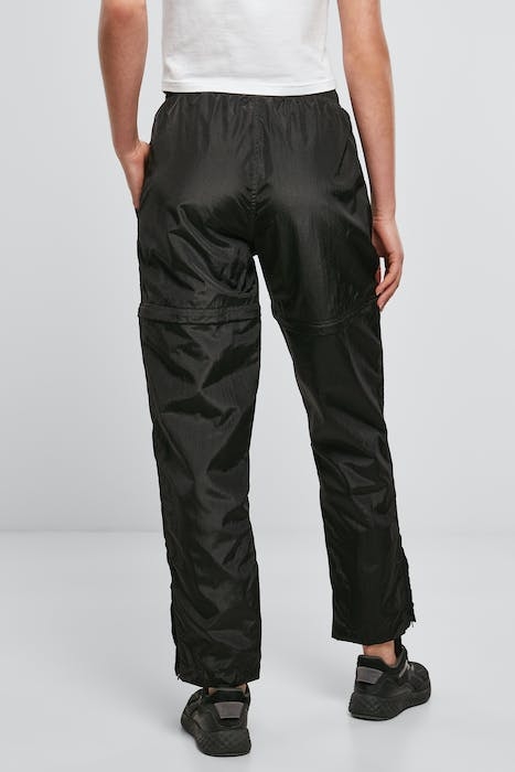 LADIES SHINY CRINKLE NYLON ZIP PANTS BLACK 3