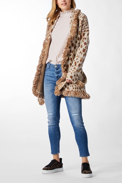 CARDIGAN BELTED WITH FRINGES BEIGE 2