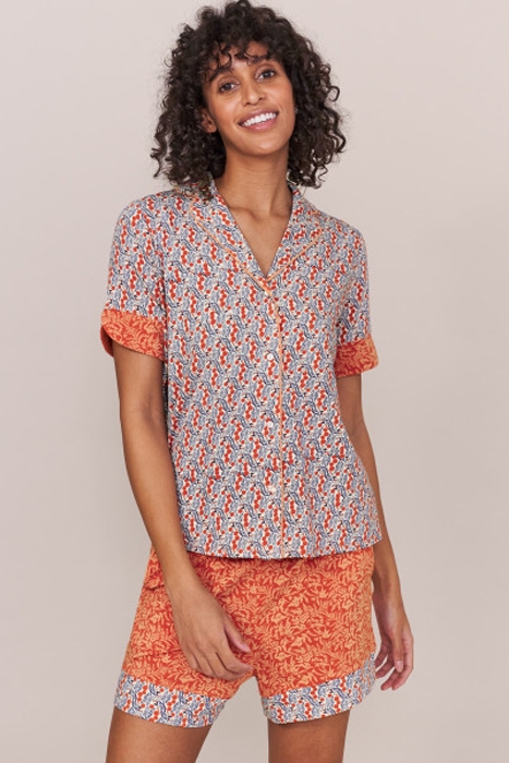 ROSEHIP JERSEY PJ SHIRT ORANGE PRINT 2