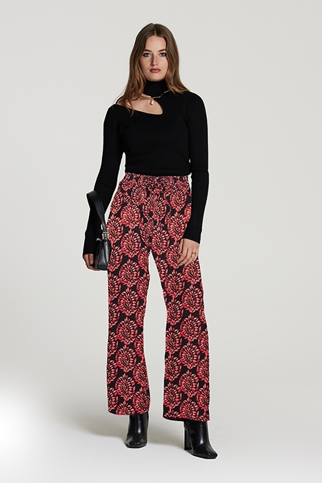 LADIES MONACO TROUSERS PEACOCK LEAF WINE RED 2