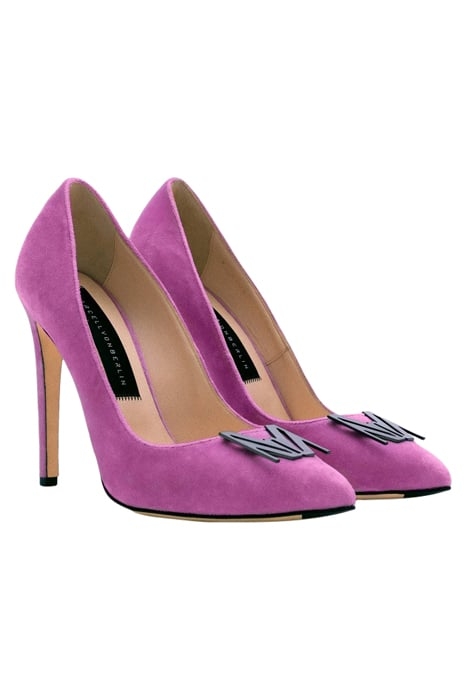 LOGO BUCKLE VELVET PUMPS PINK 2