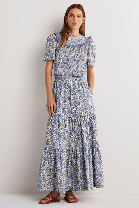 SMOCKED NECK PRINTED TOP IVO 3