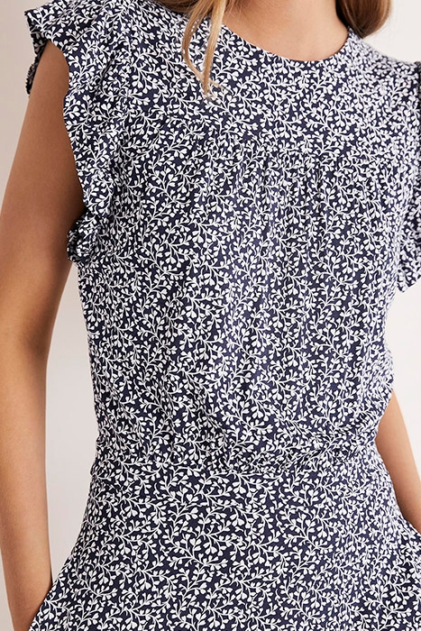 RUFFLE PRINTED MINI DRESS NVY 4