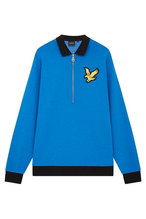 BLOCK MARL 1/2 ZIP TRACK POLO BRIGHT BLUE MARL 5