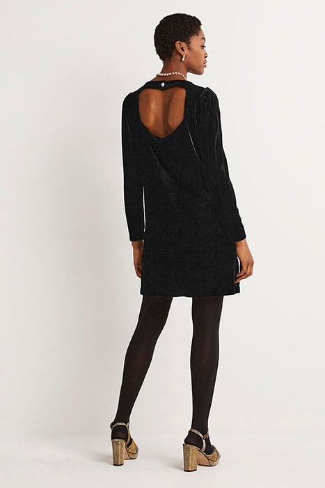 BACK DETAIL VELVET MINI DRESS BLK 3