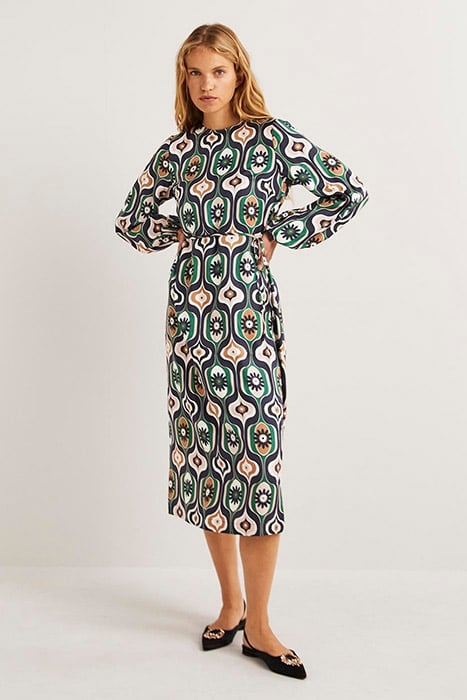 LONG SLEEVE COLUMN MIDI DRESS NAV 1