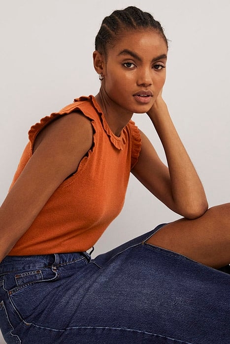 MERINO KNITTED TANK TOP BRN 3