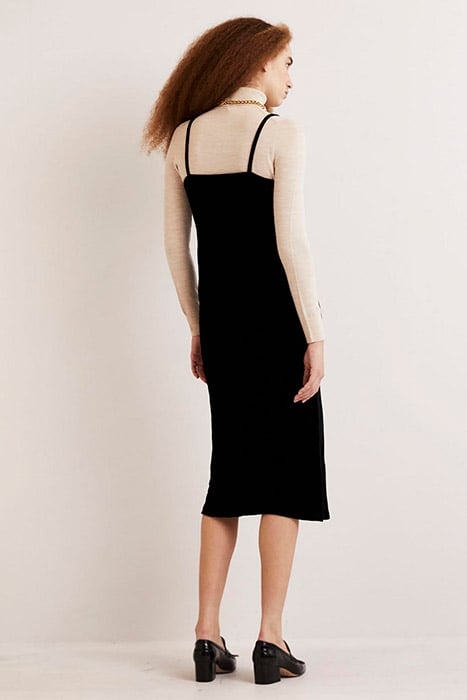 VELVET SLIP MIDI DRESS BLK 2