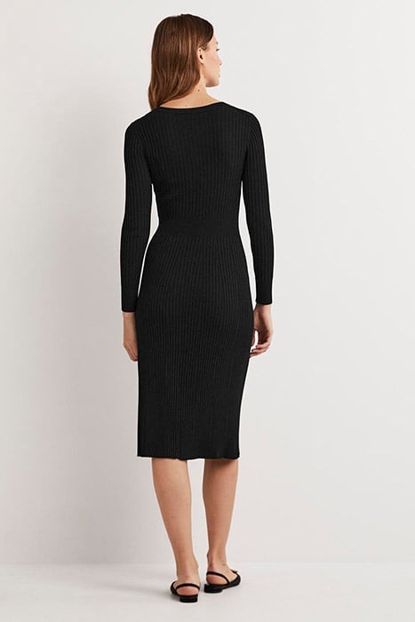 RIBBED CUT OUT DRESS BLK 3