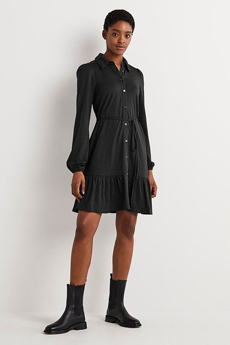 TIERED JERSEY MINI SHIRT DRESS CHK 3