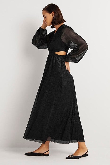 METALLIC CUT-OUT MAXI DRESS BLK 4