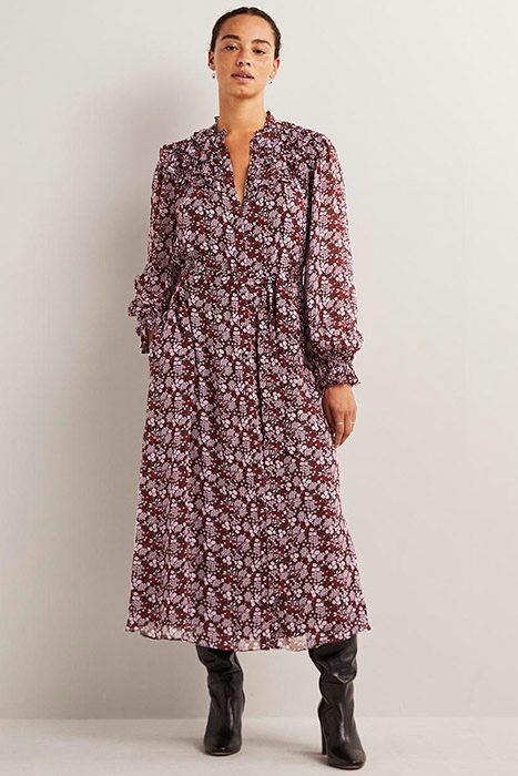 RUFFLE YOKE MIDI SHIRT DRESS PRP 1