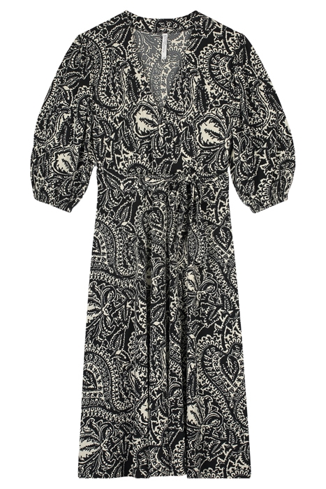 WRAP DRESS IKAT PAISLEY ON JERSEY BLACKS 4