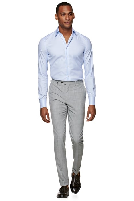 Light Blue Striped Twill Slim Fit Shirt 4