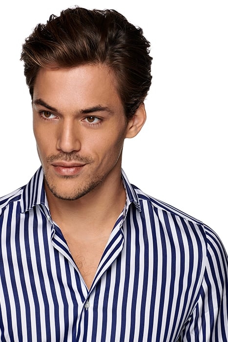 NAVY STRIPED TWILL EXTRA SLIM FIT SHIRT 6